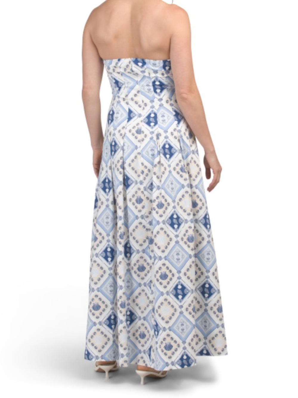 7 For All Mankind Strapless Blue and White Printed Maxi Dress - Picture 2 of 2